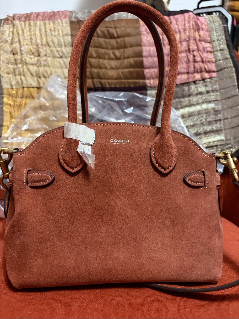 Coach Rust Suede Dome Satchel with Gold Hardware                    EMPIRE 21